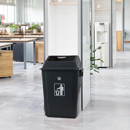 13 Gallon Swing Top Garbage Can, Plastic Waste Bin - Image 4