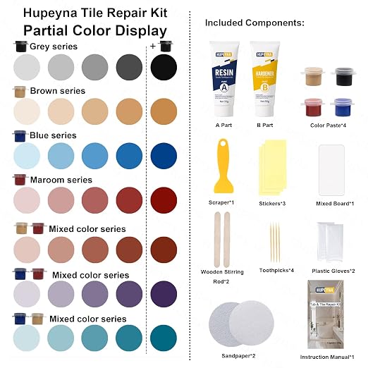 Tub, Tile and Shower Repair Kit, Hupeyna Porcelain Repair Kit, Bathtub Repair - Image 2