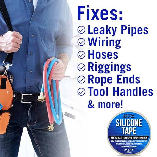 Clear Heavy Duty Silicone Tape, Self-Fusing Rubber Hose and Plumbing Water Pipe - Image 3