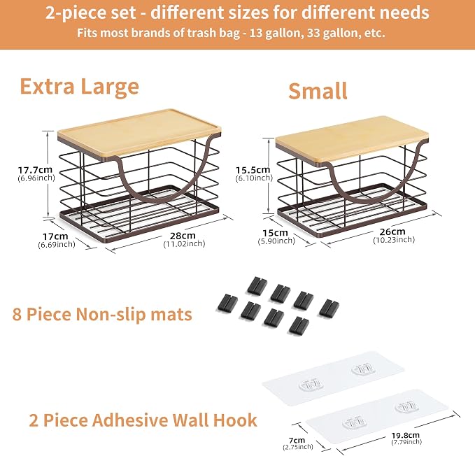 Extra Large Trash Bag Holder Under Sink Stackable Kitchen Storage 2 Pack - Image 6