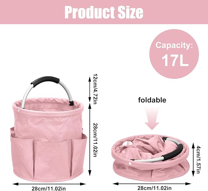 Qivine 17L Cleaning Caddy with Handle, Cleaning Supply Caddy Foldable Tool Bag - Image 2