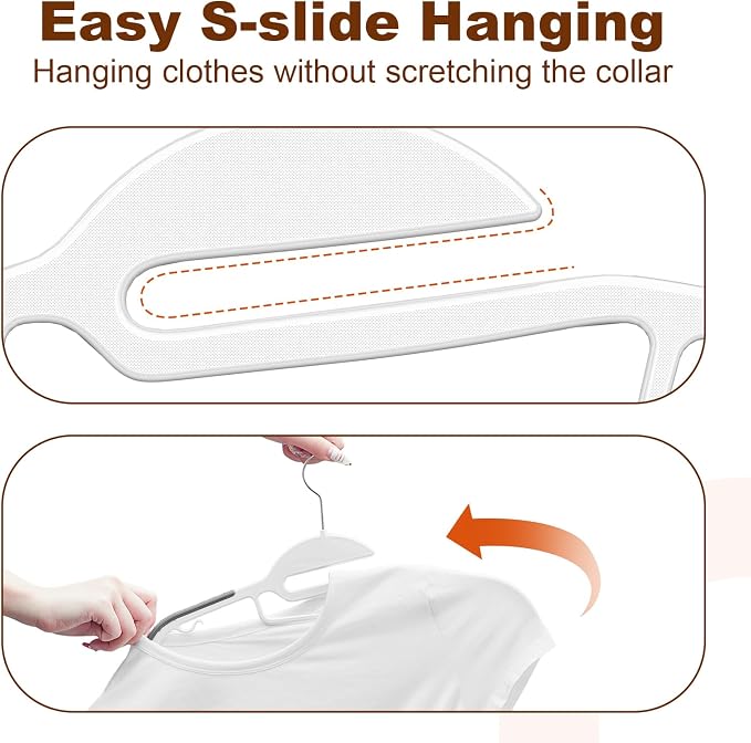 HOUSE DAY White Plastic Hangers 50 Pack, Slim Space Saving, Non Slip Hangers - Image 4