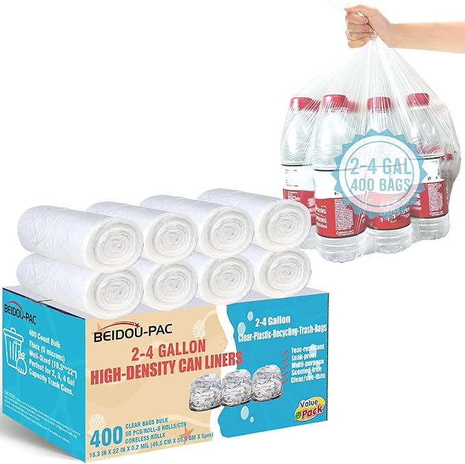 2-4 Gallon Trash Bags, Small Multi-purpose Garbage Bags by BEIDOU-PAC
