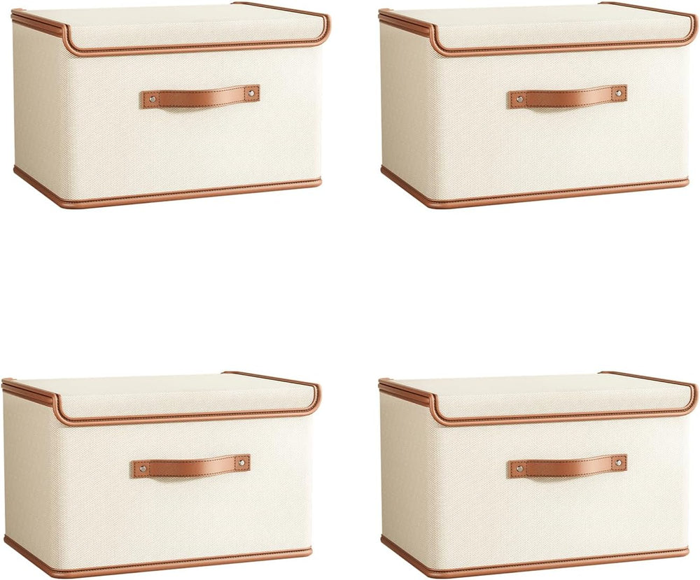 Tuza 4 Pack Storage Bins with Lids, Collapsible Closet Organizer Container, F...
