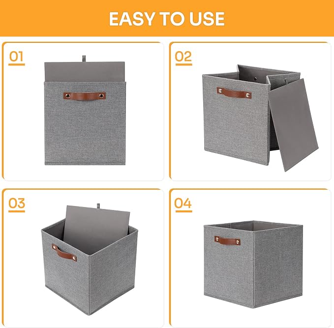 DULLEMELO Fabric Storage Cubes, 12 inch Cube Stroage Bins - Image 2