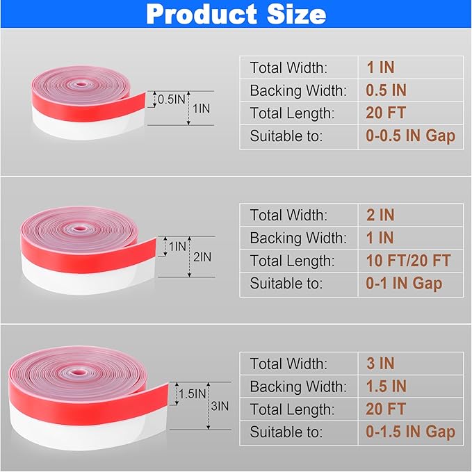 ToLanbbt Weather Stripping Silicone Door Seal Strip 1 in x 20 ft Door Draft - Image 2