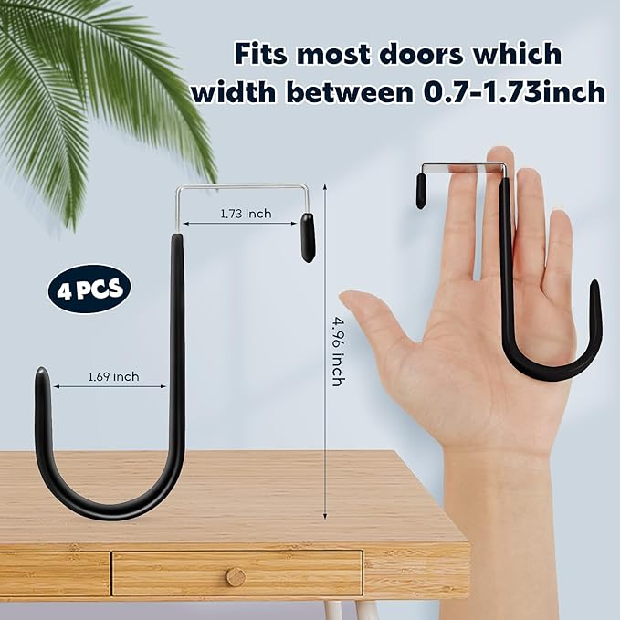 HOOSUN 4 Pack Over The Door Hooks, 4.96In Hooks - Image 2