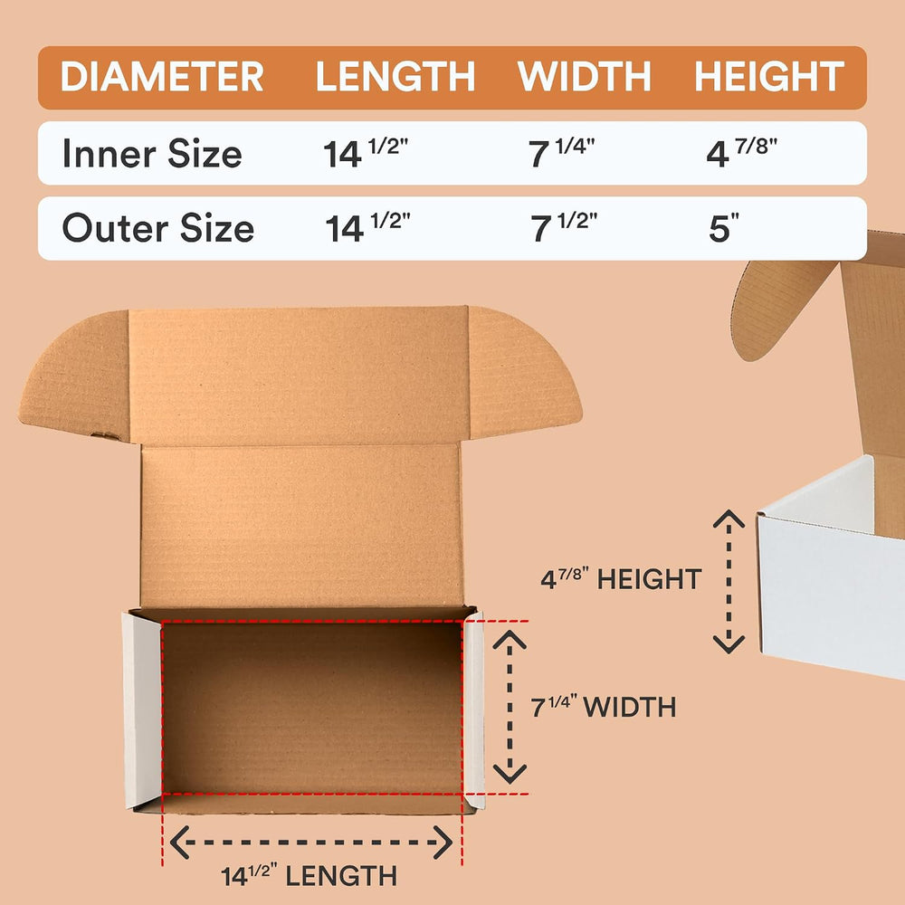 BOX USA 14" Deluxe Shipping Boxes, 14 1/2"L x 7 1/2"W x 5&quot...