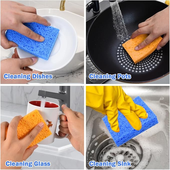YoleShy 20 Pack Sponges Kitchen Natural Compressed Cellulose Sponges - Image 5