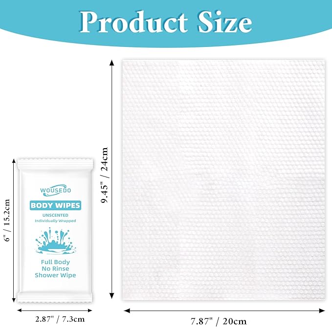 300 Pcs Ultra Thick Soft Large Body Wipes Individually Wrapped, Shower Wipes - Image 2