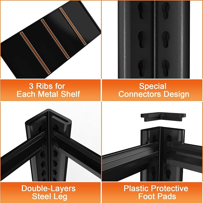 84“H Garage Shelving Heavy Duty Storage Shelves 3000 LBS Adjustable 5 Tier - Image 5