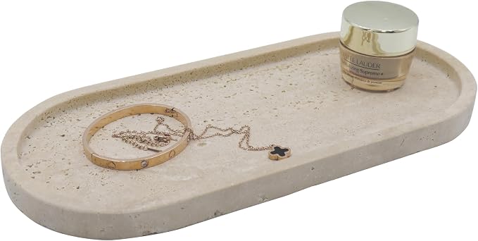 Natural Marble Tray, Oval Vanity Decorative Tray by Kesoniku