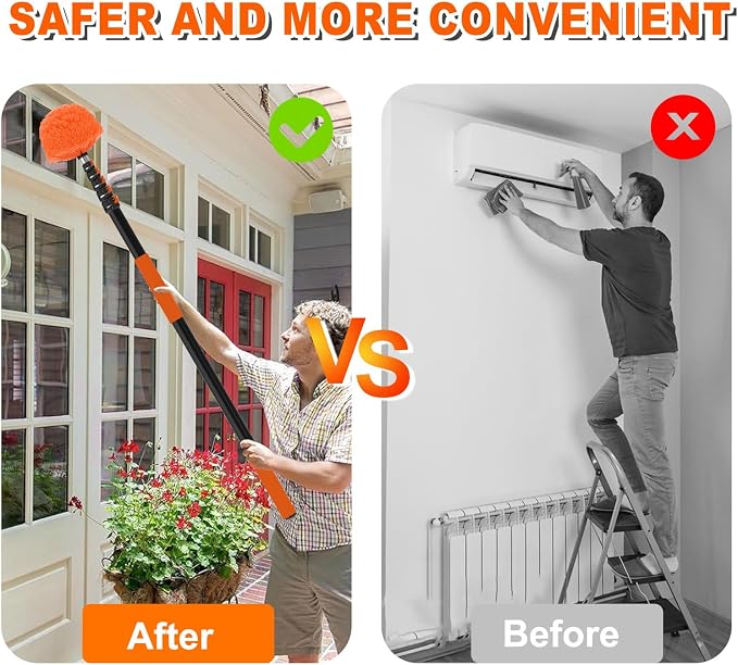 30FT Reach Cobweb Duster with Extension Pole, High Ceiling Long Duster with - Image 5
