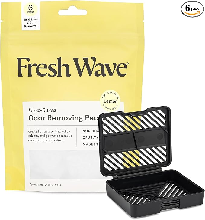 Fresh Wave Lemon Odor Eliminating & Deodorizing Packs | Bag of 6 & Fresh Pod by FreshWave
