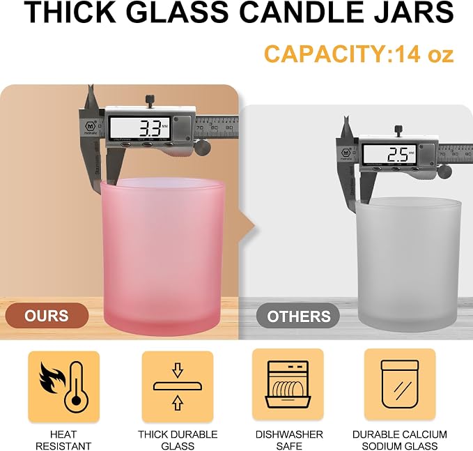 SHOWIN 14 OZ Thick Candle Jars for Making Candles 12 Pcs, 3 Wick Empty Jars - Image 2