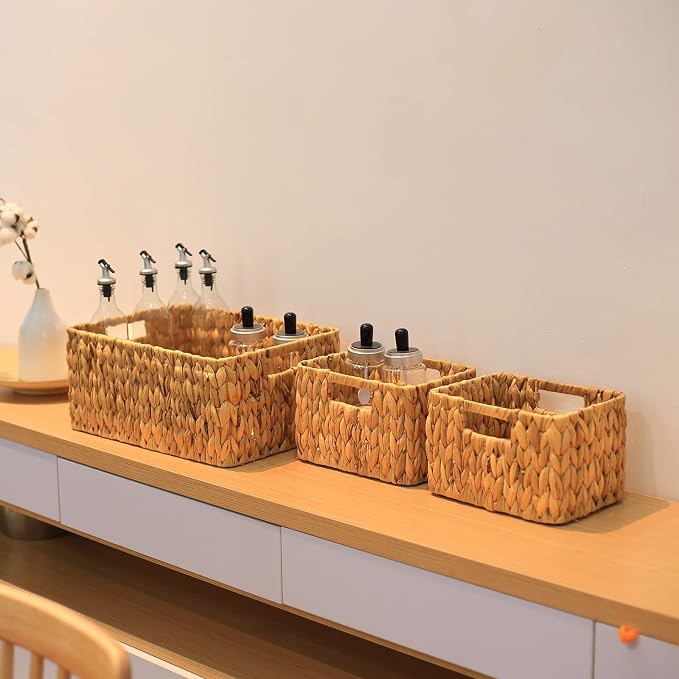 HOONEX Water Hyacinth Storage Baskets, Wicker Baskets - Image 4