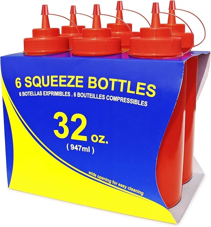 New Star Foodservice 533746 Squeeze Bottles, Wide Mouth, 32 oz by NewStarFoodservice