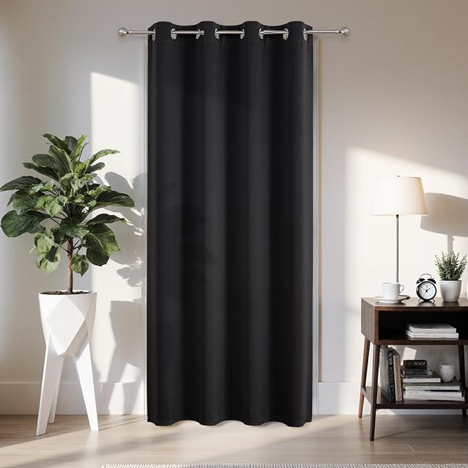 Joydeco Blackout Door Curtain for Doorway Privacy 84 Inches Long, Grommet by JOYDECO