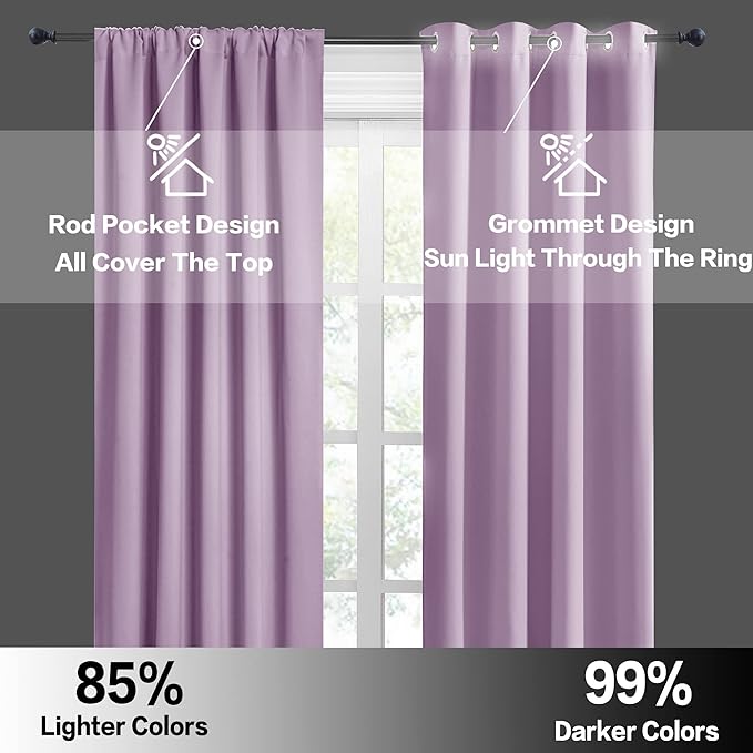 RYB HOME Blackout Curtains for Bedroom Thermal Insulated Window Drapes for - Image 5