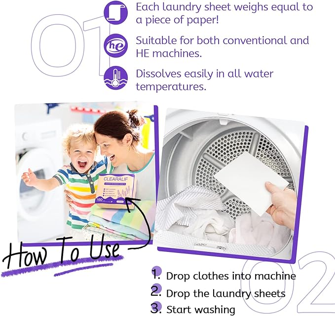 CLEARALIF Laundry Detergent Sheets 80 Sheets, Lavender - Image 3