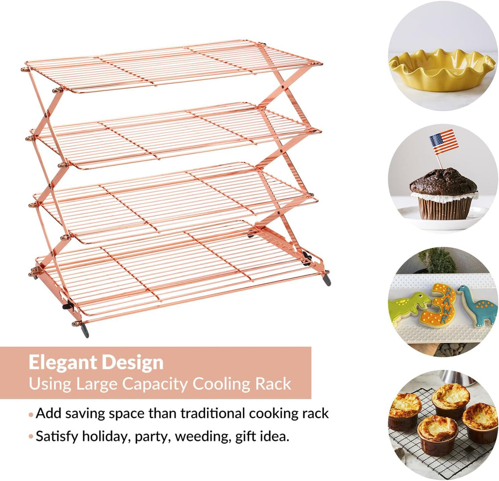 Geesta 2/3/4-Tier Collapsible Cooling Rack with Adjustable 3 Setting Design S...