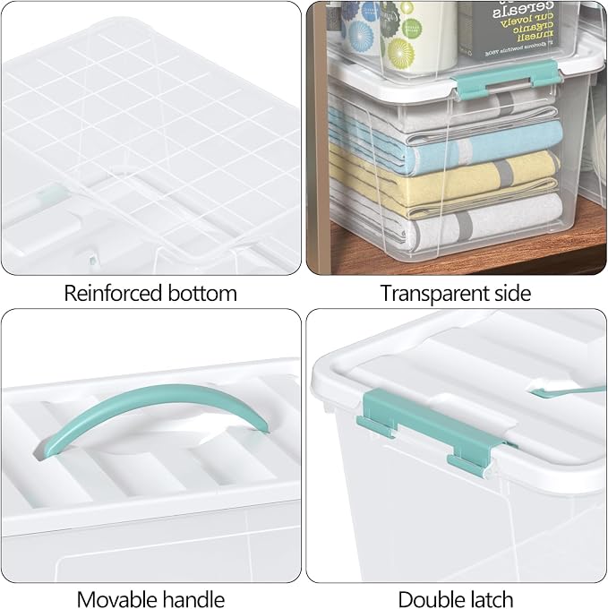 Zopnny 14 Quart Plastic Lidded Storage Bin