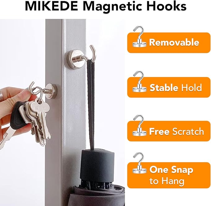 MIKEDE Magnetic Hooks, 80Lbs+ Heavy Duty Magnetic Hooks - Image 2