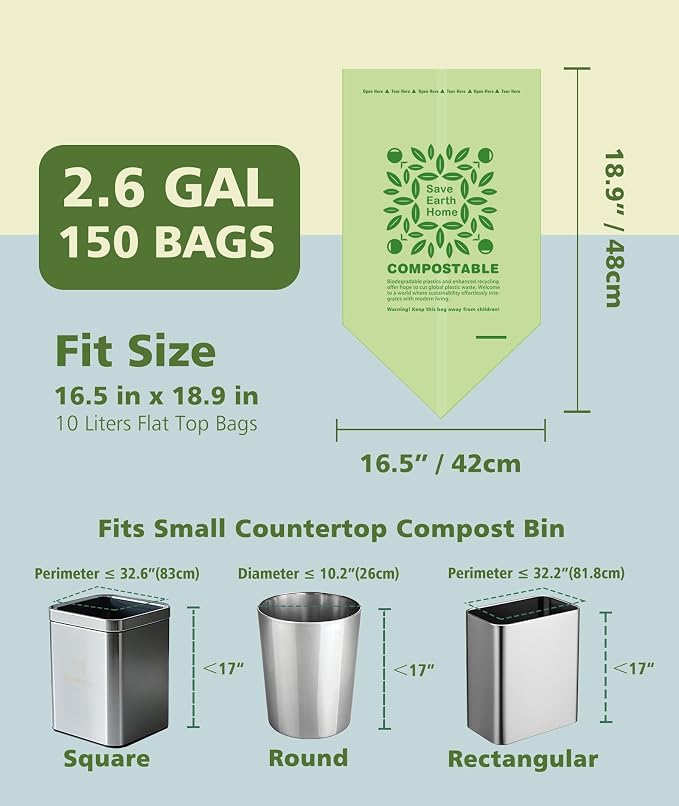 AYOTEE Small Compost Bags 2.6 Gallon Trash Bag, 3 Gallon, Small Waste Basket - Image 8