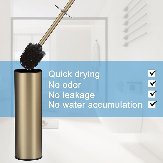 BGL Brushed Gold Toilet Brush and Holder, Stainless Steel Toilet Brushes - Image 4