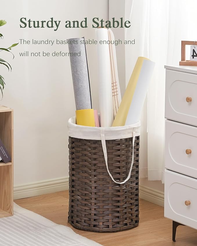 Laundry Hamper Laundry Basket Round 19.0 Gal Handwoven Rattan Laundry Basket - Image 7