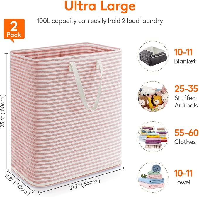 Lifewit 2 Pack Laundry Hamper Large Collapsible Laundry Basket, Freestanding - Image 3