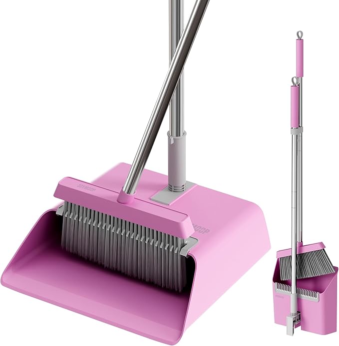 JOYMOOP Pink Broom and Dustpan Set by JOYMOOP