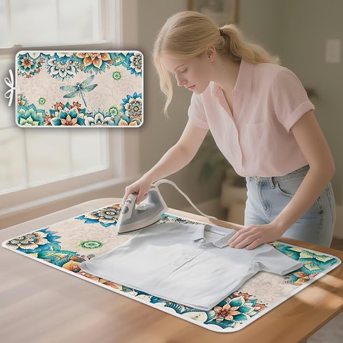 Bohemian Folding Ironing Mat Heat and Steam Resistant Dragonfly Ironing Pad 32 - Image 3