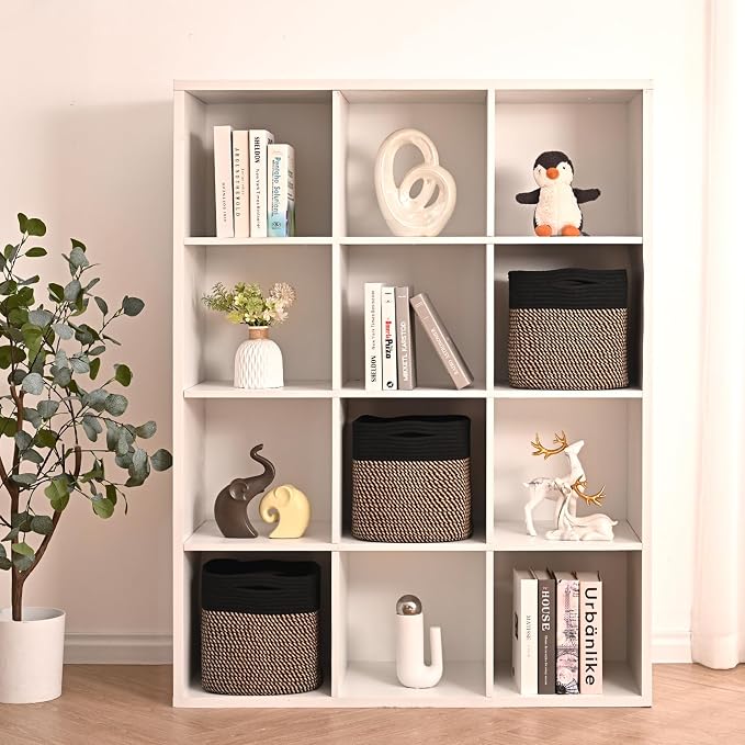 11 Inch Cube Storage Bins, Storage Cube Organizer Bins, Woven Cotton Rope - Image 3