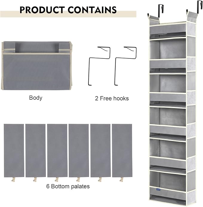 2 Pack Over The Door Hanging Organizer 6-Shelves and 12 Side Pockets, Over The - Image 7