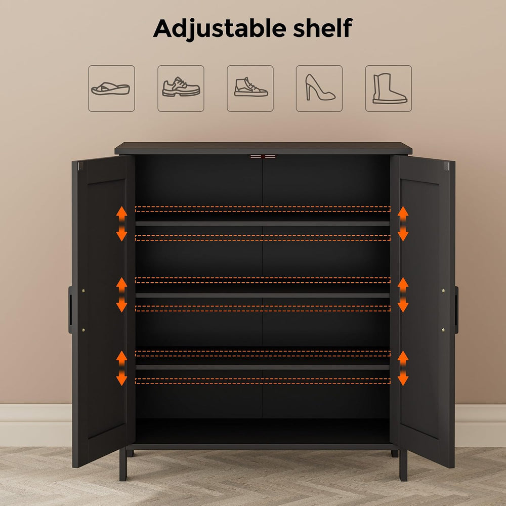 Homleke Farmhouse Shoe Cabinet with 2 Barn Doors & Wood Legs