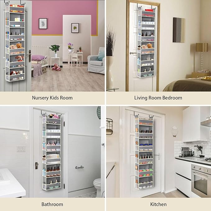 2 Pack Over The Door Hanging Organizer 6-Shelves and 12 Side Pockets, Over The - Image 5