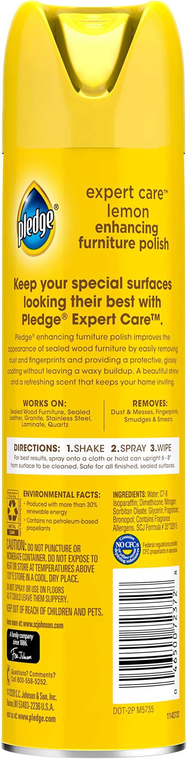 Pledge Enhancing Polish, Furniture & Wood Spray, Lemon Scent - Image 2
