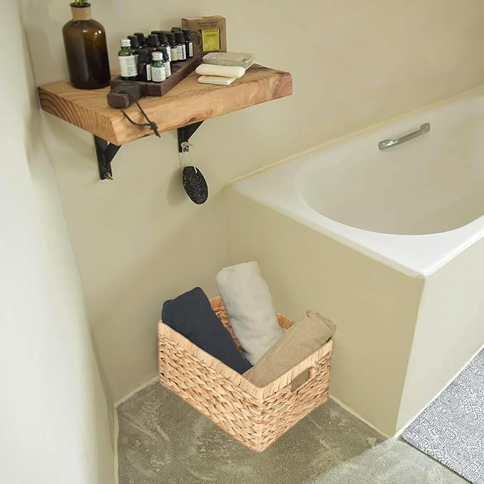 Water Hyacinth Wicker Baskets for Organizing, Rectangular Wicker Baskets - Image 5