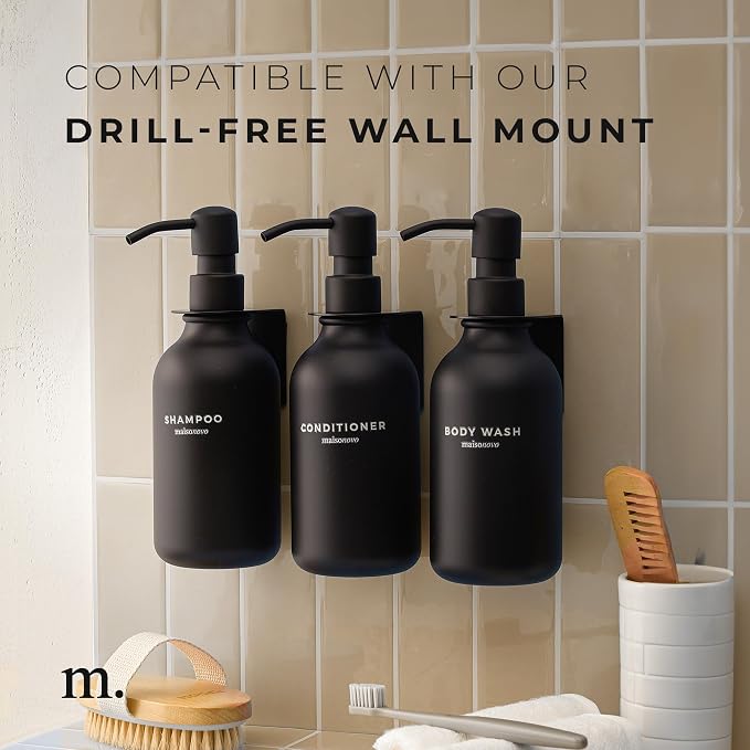 MaisoNovo Refillable Shampoo and Conditioner Bottles | 16.9 fl oz Set of 3 - Image 7
