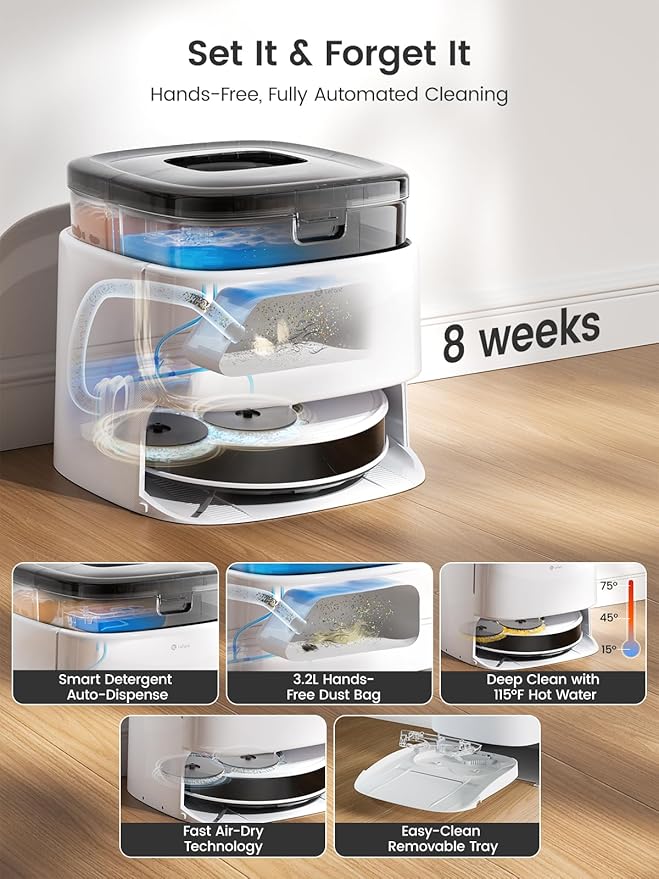 Lefant LiDAR Robot Vacuum and Mop, All-in-One Dock, 56-Day Self-Emptying - Image 3