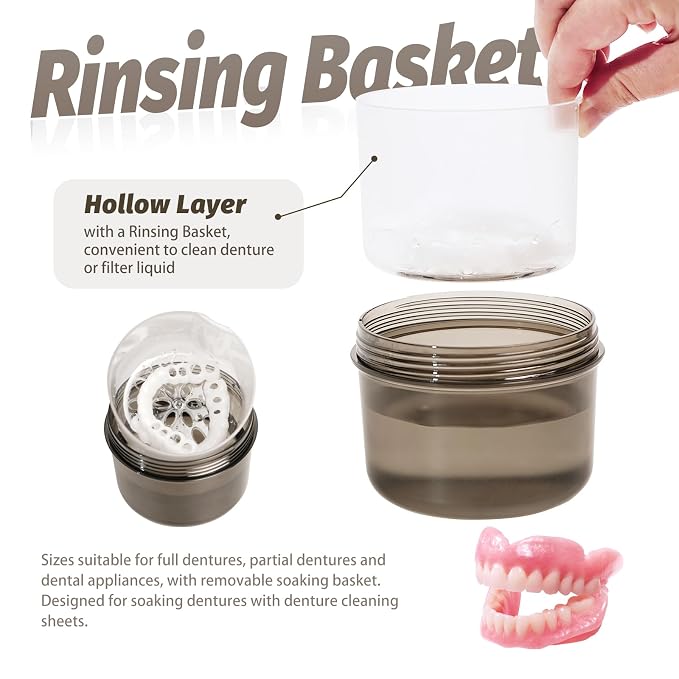 Upgraded Large Denture Bath Box Cup No-Leak Denture case Retainer Cleaning Box - Image 4
