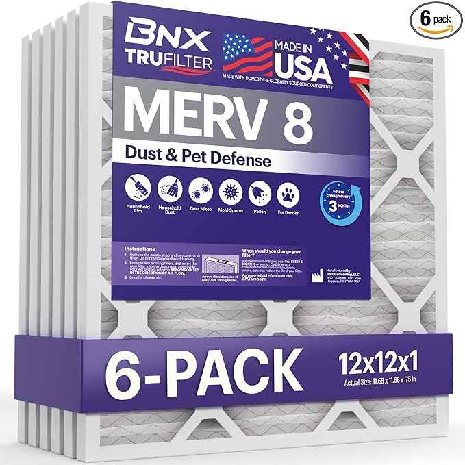 BNX TruFilter 12x12x1 Air Filter MERV 8 by BNX