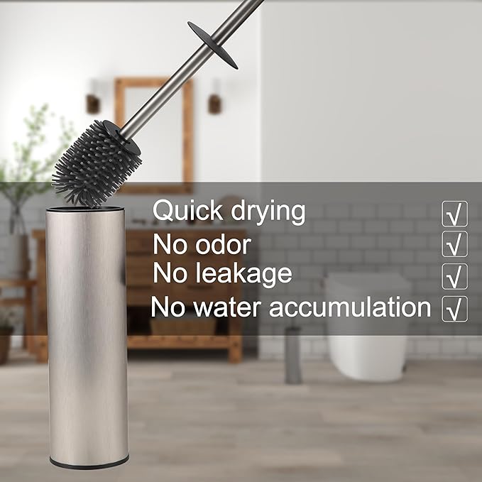 Toilet Brush and Holder Set Premium Material Toilet Bowl Cleaner Free Standing - Image 3