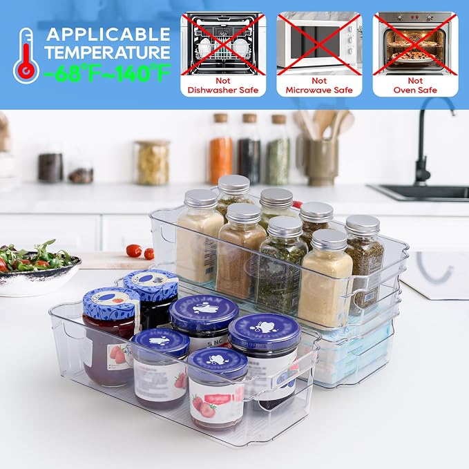 JollyPack 8 Pack Clear Plastic Storage Bins, Pantry Organizers and Storage - Image 2