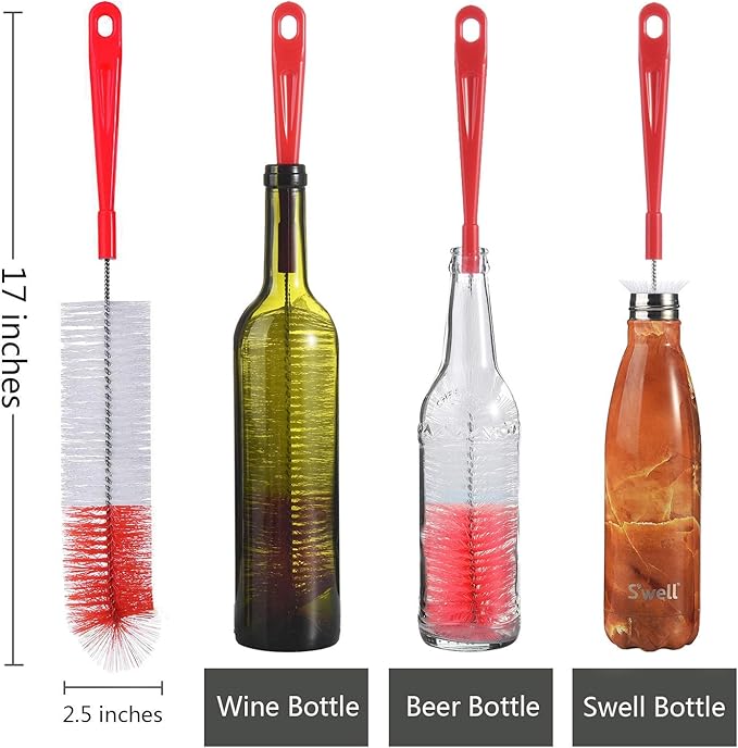 ALINK 5-Pack Red Bottle Brush Cleaner Set - Image 2
