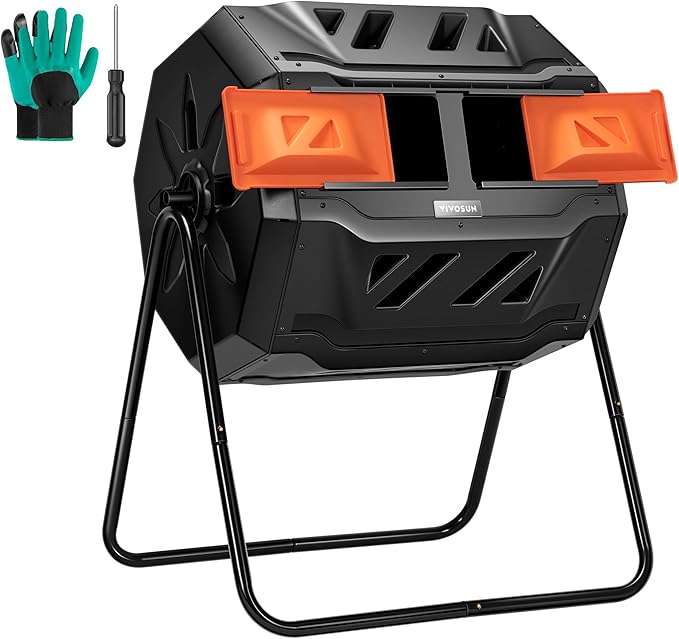 VIVOSUN Outdoor Tumbling Composter Dual Rotating Batch Compost Bin, 43 Gallon by VIVOSUN