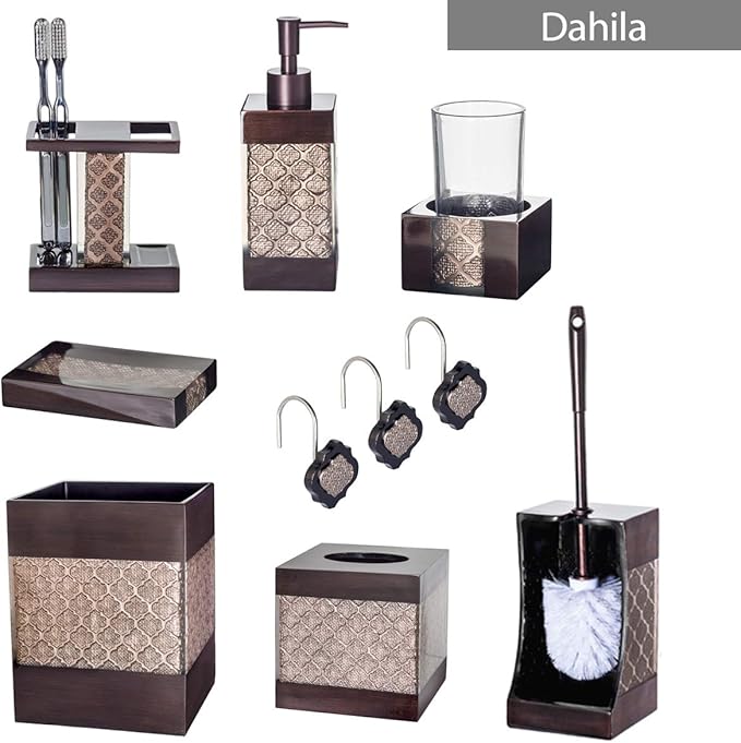 Dahlia Brown Toilet Brush with Holder Set - Image 7