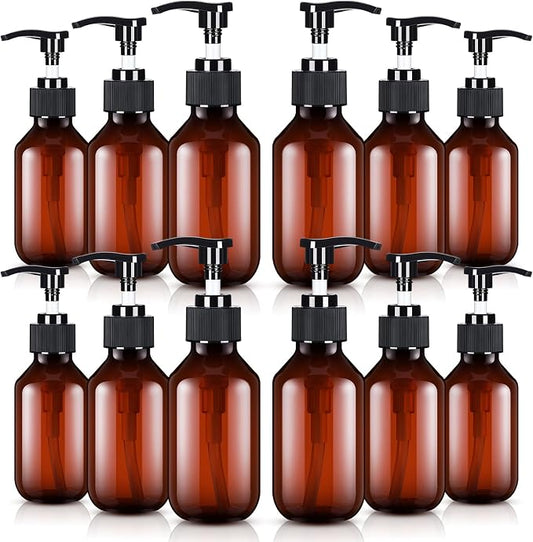 Tessco for you 12 Pack Amber Soap Dispenser Empty Plastic Pump Bottles by Tessco