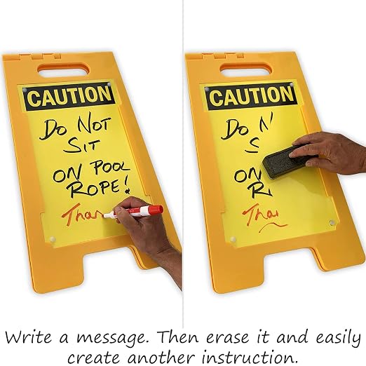 SmartSign - SF-0127-FB-25x12-DE Caution Blank Write-On Folding Floor Sign - Image 5